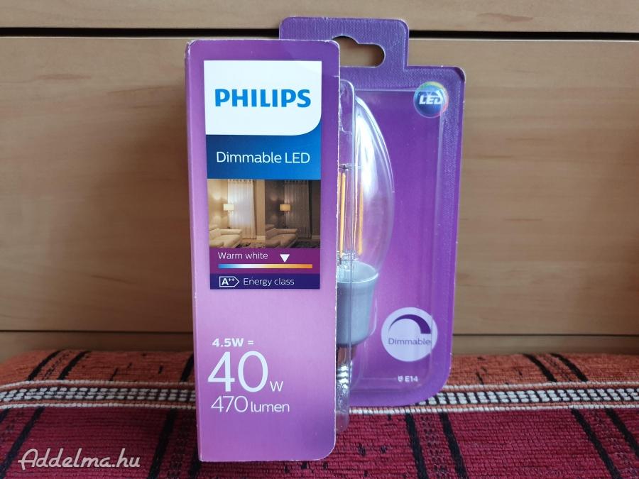 Philips LED E14 4.5W 470lm 2700K DIMMELHETŐ FILAMENT égő izzó