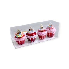 Piros cupcakes karácsonyfadísz szett fényes és matt 5,5cm – 4db