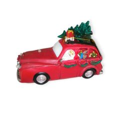 Piros LED-es karácsonyi teherautó Mikulással