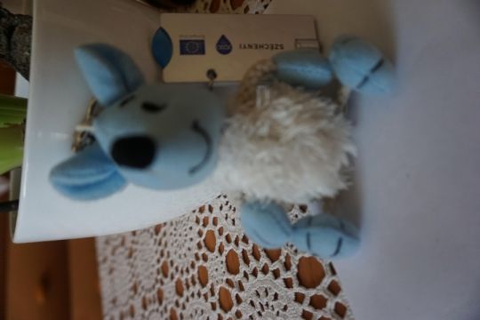 Plüss kisegér kucstartóval, kulcslyuk megvilágítóval eladó