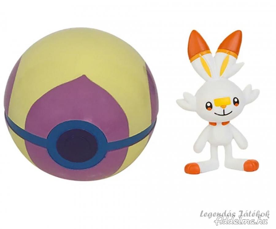 Pokemon labdába zárható mini Pokemon figura Scorbunny