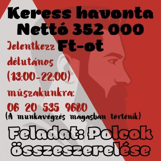 Polcösszeszerelés délutáni műszakban