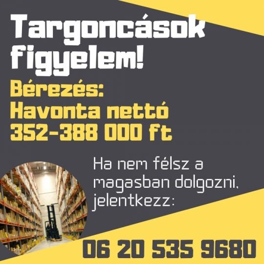 Polcösszeszerelő és targoncás munka