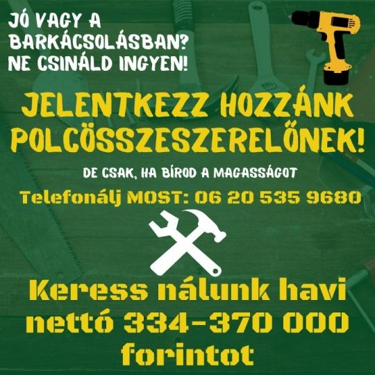 Polcösszeszerelő munka