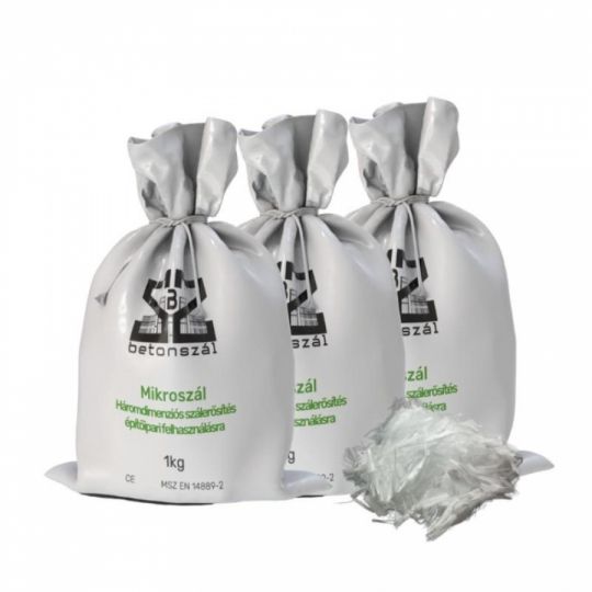 Polipropilén mikroszál betonhoz, beton adalékszál. 1 kg/csomag.