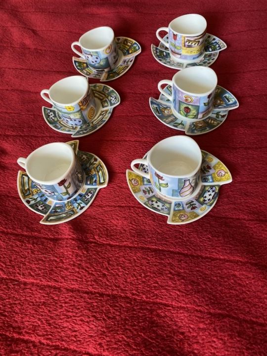 Porcelán kávés készlet, 6 személyes.