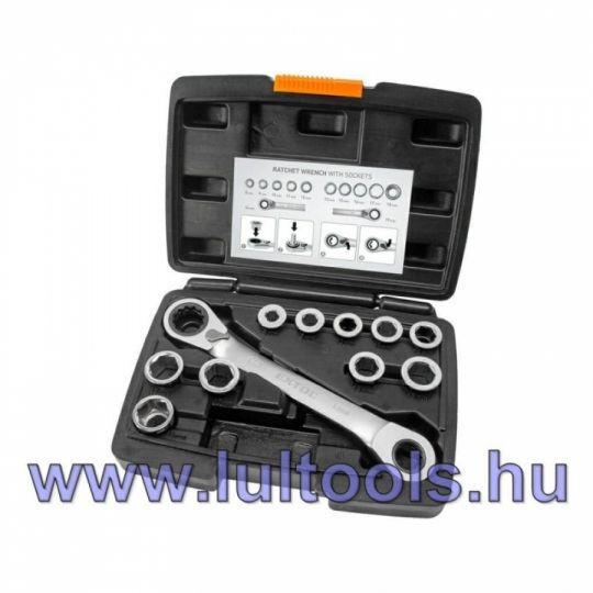 Racsnis csillag kulcs klt. 11db cserélhető betétel: 8-19mm