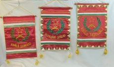 Retró szocialista katonai selyem-zászlók