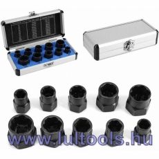 Roncsolt csavarfej leszedő készlet 10 részes 3/8" 9-19 mm CrMo