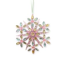 Rózsaszín 3D hópehely karácsonyfadísz csillámmal