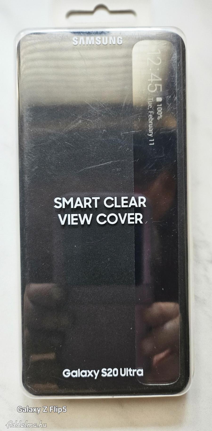 Samsung Galaxy S20 Ultra gyári Smart Clear View Tok - Fekete