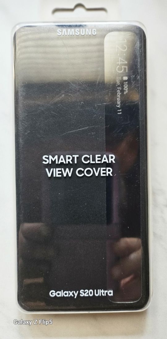 Samsung Galaxy S20 Ultra gyári Smart Clear View Tok - Fekete