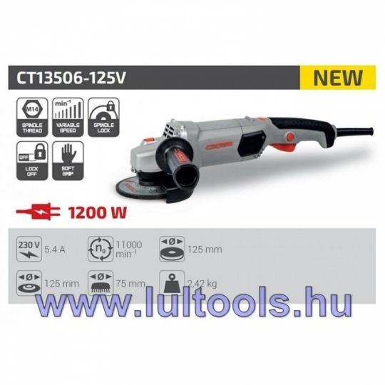 Sarokcsiszoló 1200W, 125 mm, változtatható fordulat