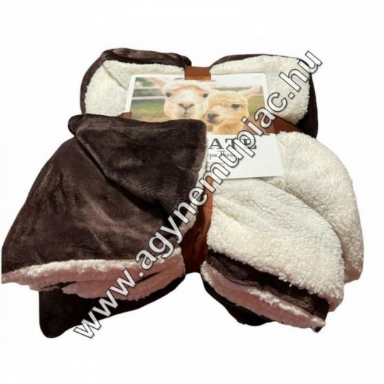 Sötét barna Sherpa pléd 200x230cm