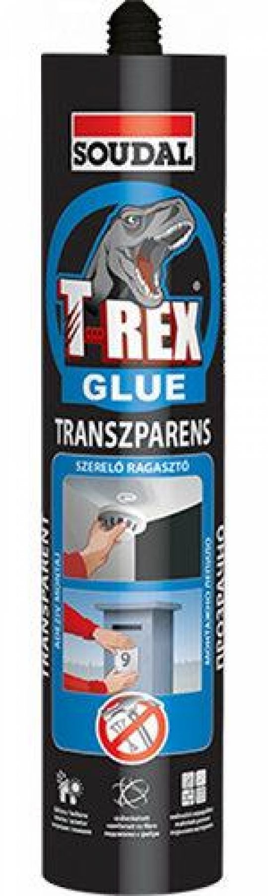Soudal T-REX transzparens (kék) szerelőragasztó