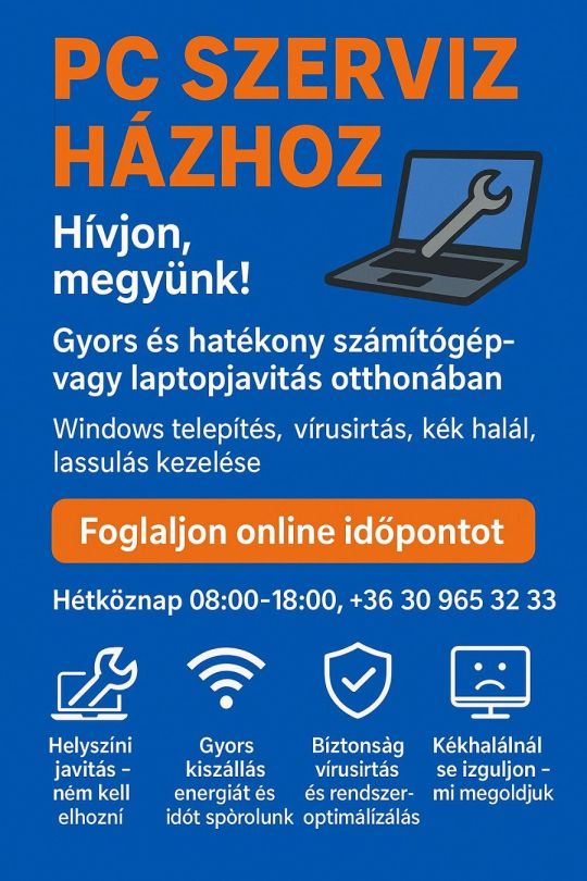 SZÁMÍTÓGÉP-LAPTOP JAVÍTÁS Eger Házhoz megyek