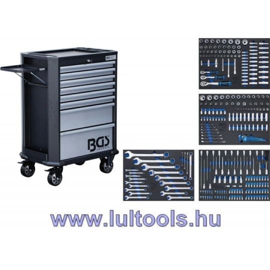 Szerszámkocsi, 8 fiókos, 296 db szerszámmal