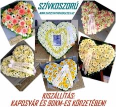 Szívkoszorú élő virágból! Már 25000ft-tól! Kiszállítás!