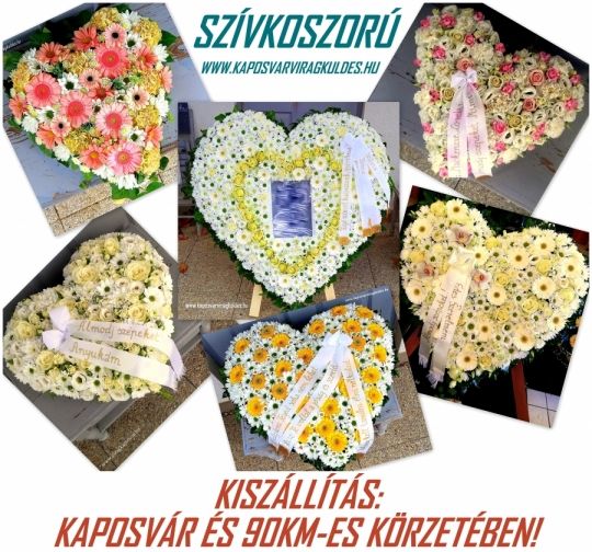 Szívkoszorú élő virágból! Már 25000ft-tól! Kiszállítás!
