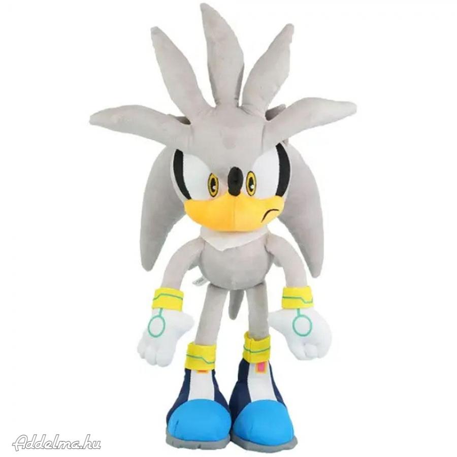 Szürke ezüst színű Silver Sonic plüss 40 cm