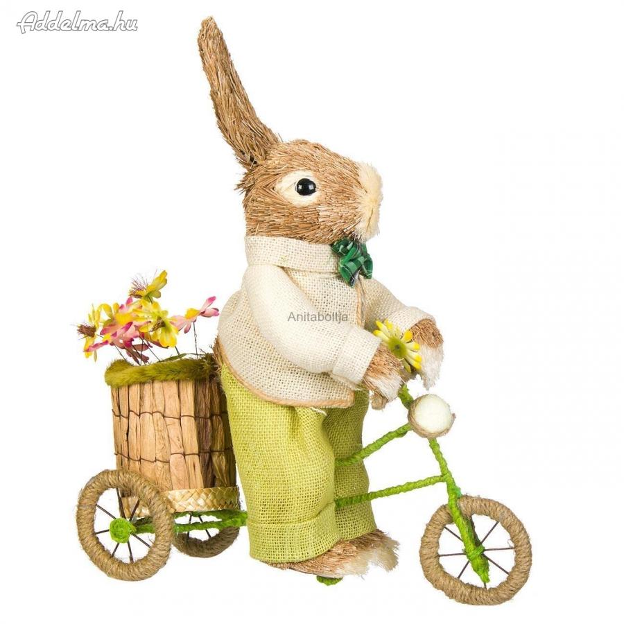 Természetes rost nyuszi - Biciklis húsvéti dekoráció