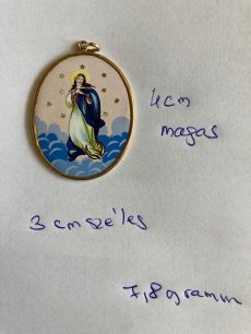 Tűzzománc medál 14 karátos aranyszegéllyel