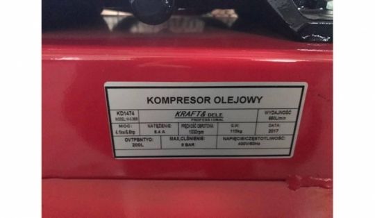 Új Kraft&Dele KD1474 Kompresszor 200Liter/660lit/min/8bar