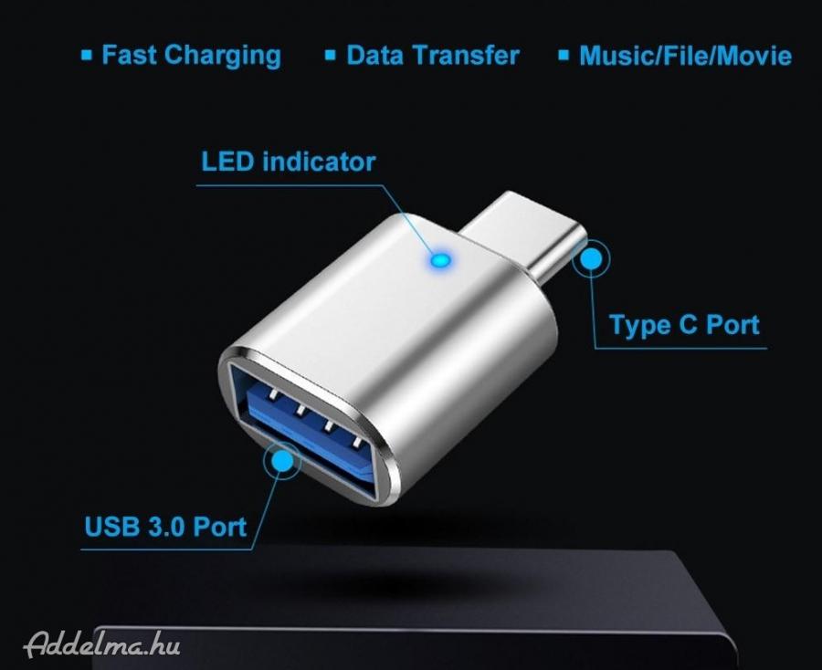 USB 3.0 To Type-C adapter átalakító LED OTG 5Gbps 