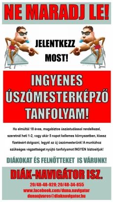 INGYENES ÚSZÓMESTERKÉPZŐ TANFOLYAM!