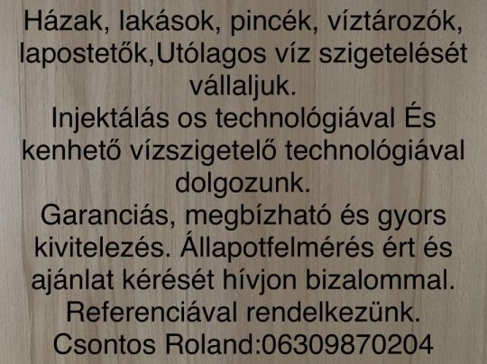 Utólagos vízszigetelés t vállalunk.!
