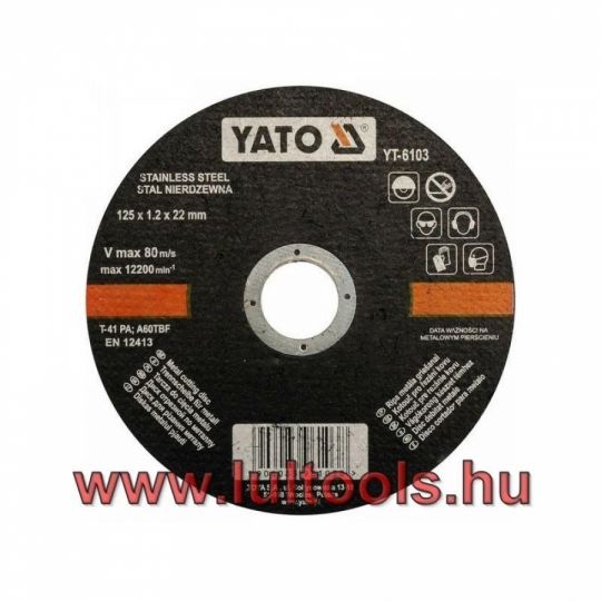Vágókorong fémre 125 x 1,2 x 22 mm inox 5 db. YATO