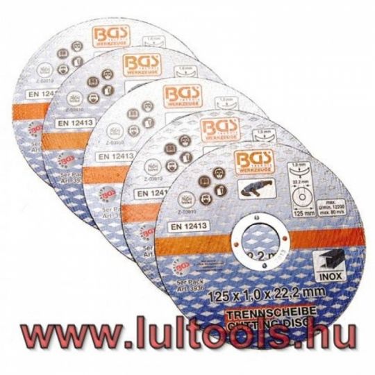 Vágókorongok rozsdamentes acélhoz Ø 125 x 1,0 x 22,2 mm 5 darab
