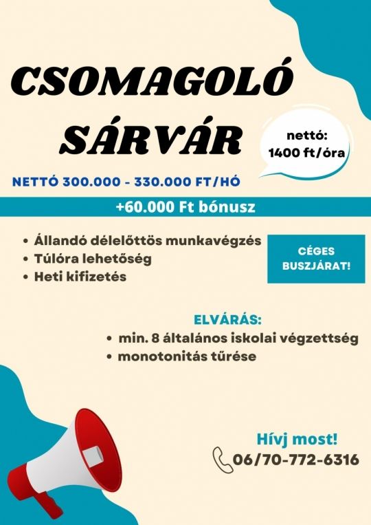 Vas megye - csomagoló munkalehetőség