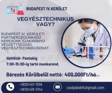 Vegyésztechnikusokat keresünk Budapest IV.kerületébe.