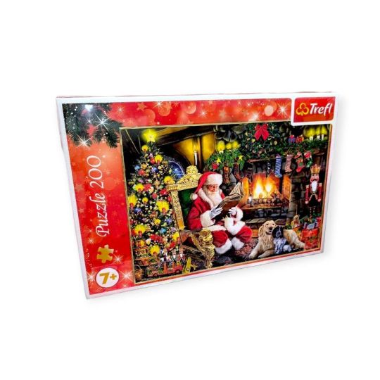 Vintage kandallós mikulás kirakó 200 darab – karácsonyi puzzle