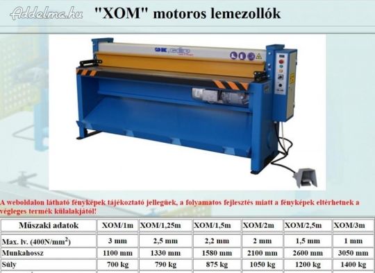 XOM motoros lemezolló